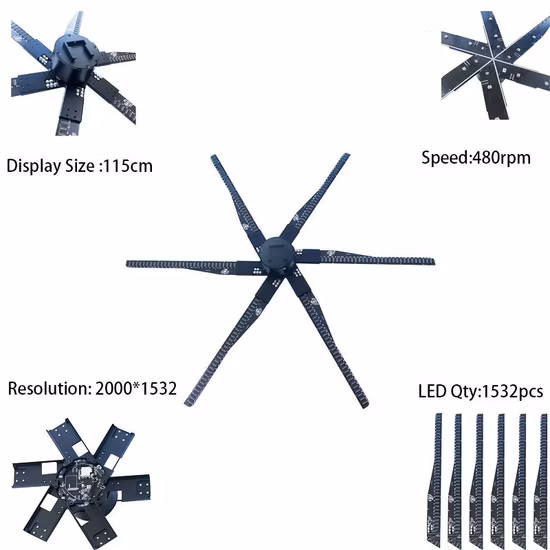 6 Blades 70 85cm LED Commercial Hologram Fan 3D Holographic Pov Display