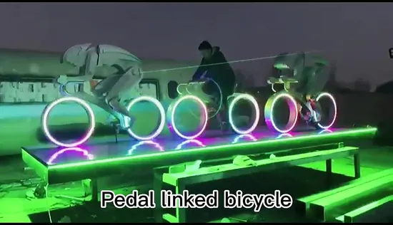 Dynamic Art Stainless Steel Sculpture in Scenic Square Linkage Bicycle Sports Pedal Human Recreation Interactive Device